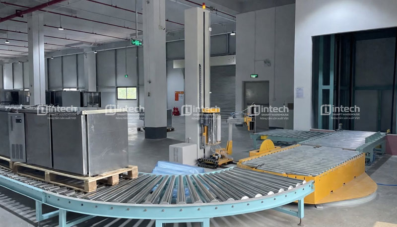 Hệ thống băng tải vận chuyển nhà máy sản xuất máy giặt