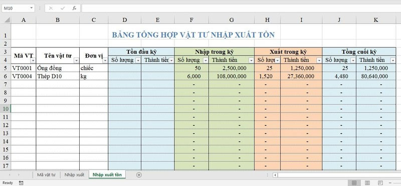 Mẫu quản lý Xuất – Nhập – Tồn cơ bản